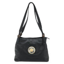 VERSACE Shoulder Bag Leather Black Gold Auth 179275A-13
