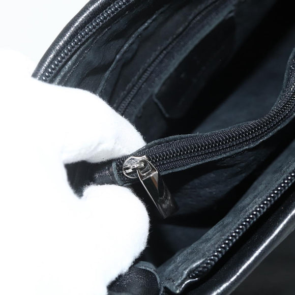 VERSACE Shoulder Bag Leather Black Gold Auth 179275A
