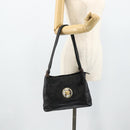 VERSACE Shoulder Bag Leather Black Gold Auth 179275A-27