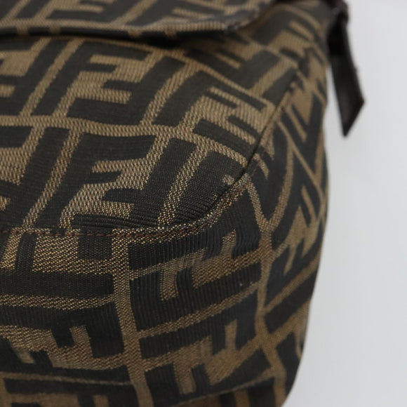 FENDI Zucca Canvas Mamma Baguette Shoulder Bag Black Brown Auth 179280A