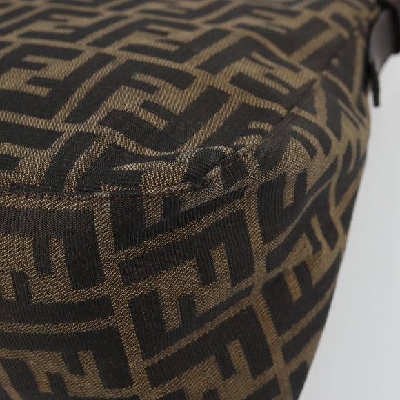 FENDI Zucca Canvas Mamma Baguette Shoulder Bag Black Brown Auth 179280A