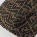 FENDI Zucca Canvas Mamma Baguette Shoulder Bag Black Brown Auth 179280A-13