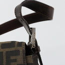 FENDI Zucca Canvas Mamma Baguette Shoulder Bag Black Brown Auth 179280A-14