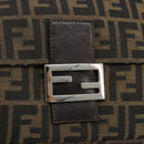 FENDI Zucca Canvas Mamma Baguette Shoulder Bag Black Brown Auth 179280A-15