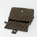 FENDI Zucca Canvas Mamma Baguette Shoulder Bag Black Brown Auth 179280A-16