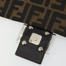 FENDI Zucca Canvas Mamma Baguette Shoulder Bag Black Brown Auth 179280A-17
