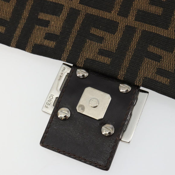 FENDI Zucca Canvas Mamma Baguette Shoulder Bag Black Brown Auth 179280A