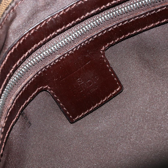 FENDI Zucca Canvas Mamma Baguette Shoulder Bag Black Brown Auth 179280A