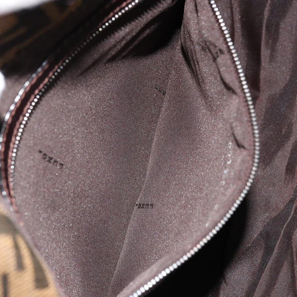 FENDI Zucca Canvas Mamma Baguette Shoulder Bag Black Brown Auth 179280A