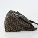 FENDI Zucca Canvas Mamma Baguette Shoulder Bag Black Brown Auth 179280A-4