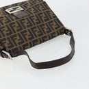 FENDI Zucca Canvas Mamma Baguette Shoulder Bag Black Brown Auth 179280A-7