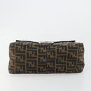 FENDI Zucca Canvas Mamma Baguette Shoulder Bag Black Brown Auth 179280A-9