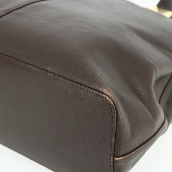 BURBERRY Hand Bag Leather Brown Gold Auth 179281A