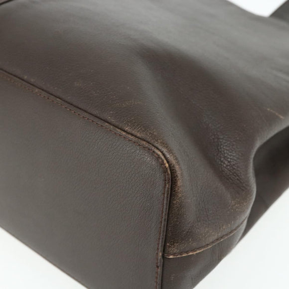 BURBERRY Hand Bag Leather Brown Gold Auth 179281A