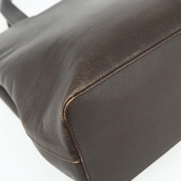 BURBERRY Hand Bag Leather Brown Gold Auth 179281A