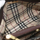 BURBERRY Hand Bag Leather Brown Gold Auth 179281A-11