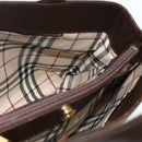 BURBERRY Hand Bag Leather Brown Gold Auth 179281A-17