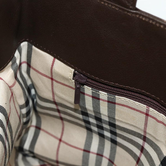 BURBERRY Hand Bag Leather Brown Gold Auth 179281A