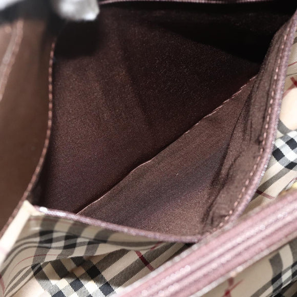 BURBERRY Hand Bag Leather Brown Gold Auth 179281A