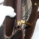 BURBERRY Hand Bag Leather Brown Gold Auth 179281A-21