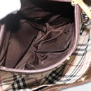 BURBERRY Hand Bag Leather Brown Gold Auth 179281A-12