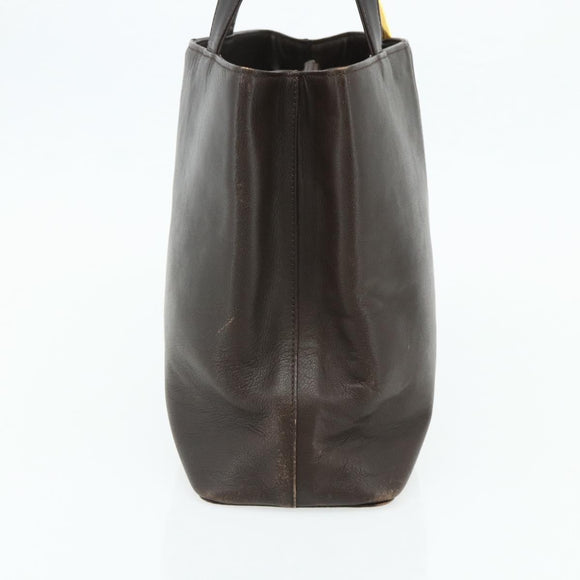 BURBERRY Hand Bag Leather Brown Gold Auth 179281A