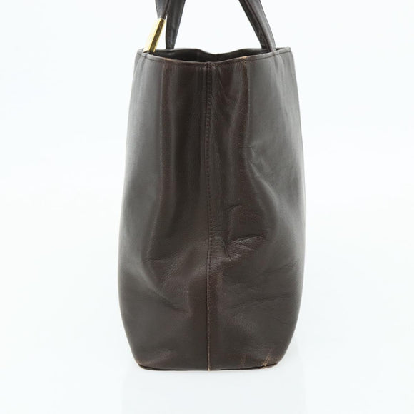 BURBERRY Hand Bag Leather Brown Gold Auth 179281A