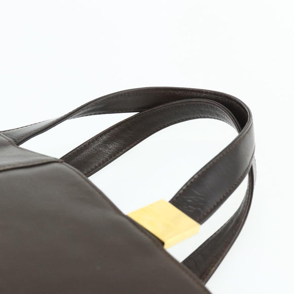 BURBERRY Hand Bag Leather Brown Gold Auth 179281A