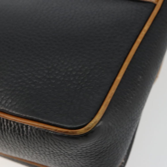 CELINE Shoulder Bag Leather Black Gold Auth 179287