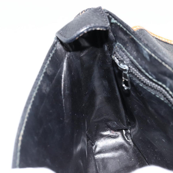 CELINE Shoulder Bag Leather Black Gold Auth 179287