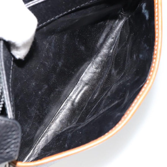 CELINE Shoulder Bag Leather Black Gold Auth 179287