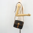 CELINE Shoulder Bag Leather Black Gold Auth 179287-24