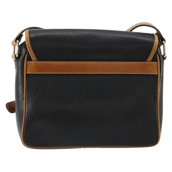 CELINE Shoulder Bag Leather Black Gold Auth 179287