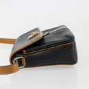 CELINE Shoulder Bag Leather Black Gold Auth 179287-5