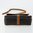 CELINE Shoulder Bag Leather Black Gold Auth 179287-9