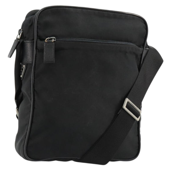 PRADA Shoulder Bag Nylon Black Silver Auth 179291