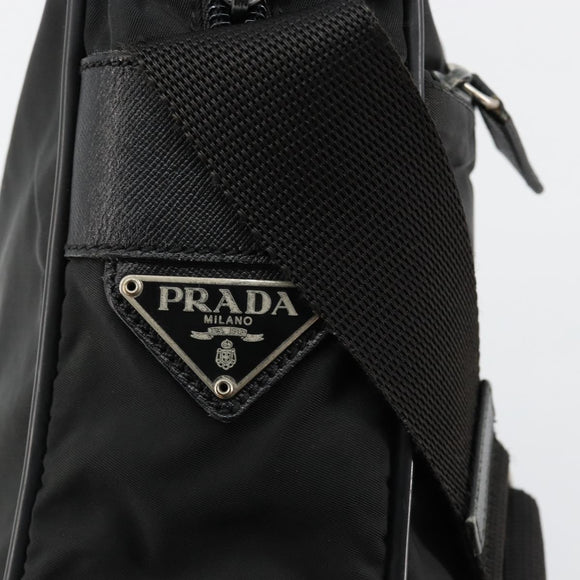 PRADA Shoulder Bag Nylon Black Silver Auth 179291