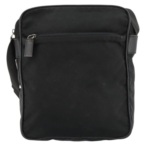 PRADA Shoulder Bag Nylon Black Silver Auth 179291