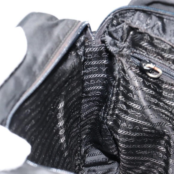 PRADA Shoulder Bag Nylon Black Silver Auth 179291