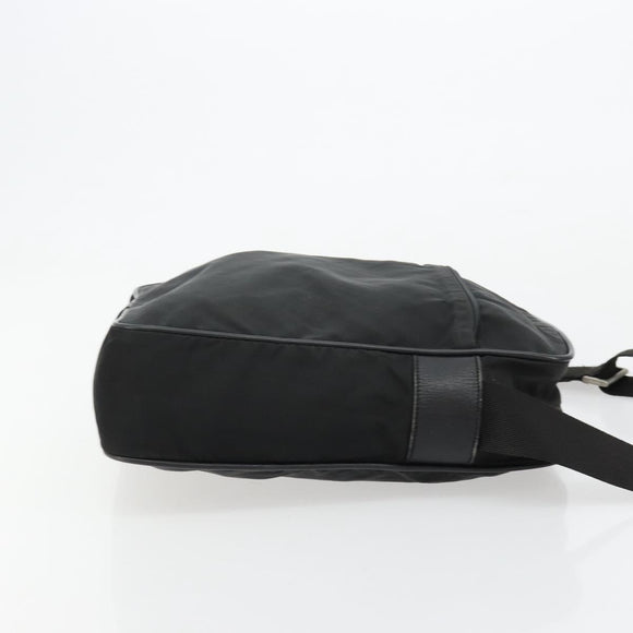 PRADA Shoulder Bag Nylon Black Silver Auth 179291