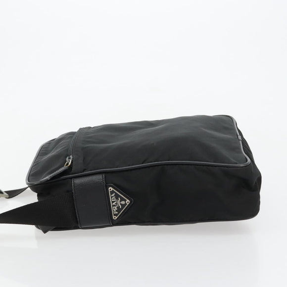 PRADA Shoulder Bag Nylon Black Silver Auth 179291
