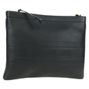 Christian Dior Clutch Bag Leather Black Gold Auth 179292M-1