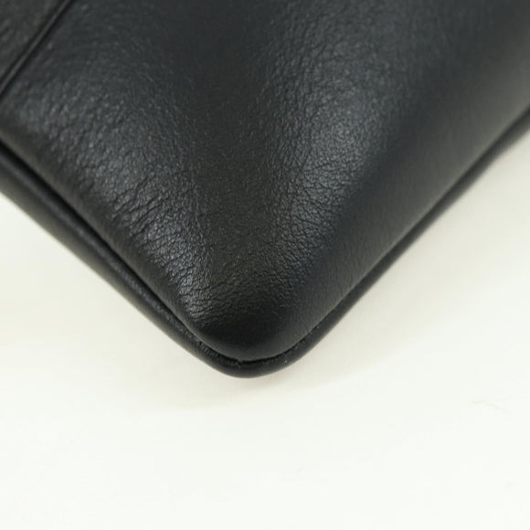 Christian Dior Clutch Bag Leather Black Gold Auth 179292M