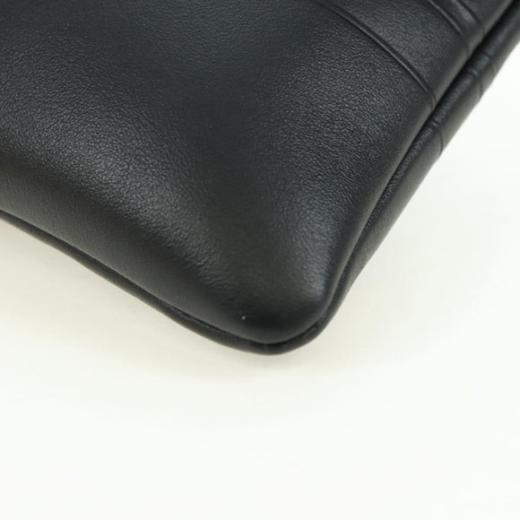 Christian Dior Clutch Bag Leather Black Gold Auth 179292M