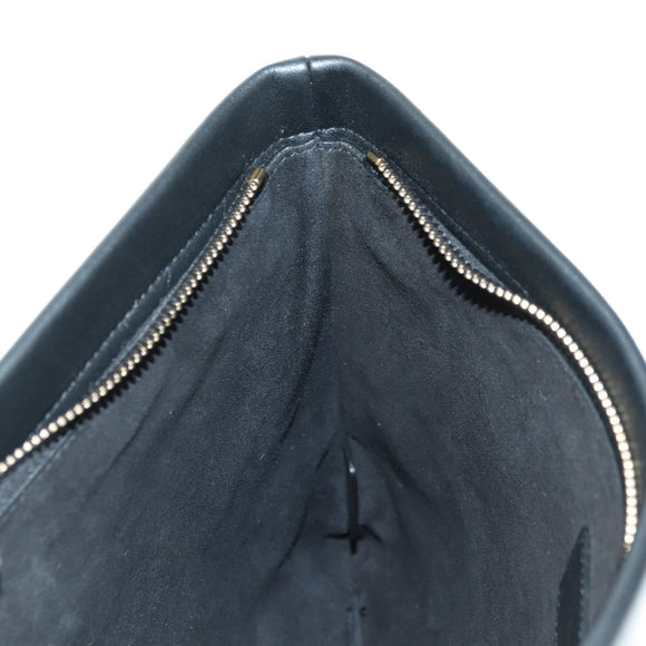 Christian Dior Clutch Bag Leather Black Gold Auth 179292M