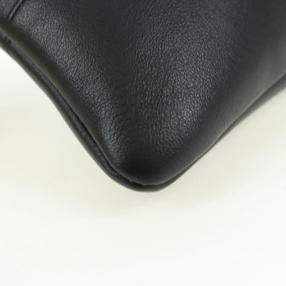 Christian Dior Clutch Bag Leather Black Gold Auth 179292M
