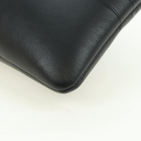Christian Dior Clutch Bag Leather Black Gold Auth 179292M