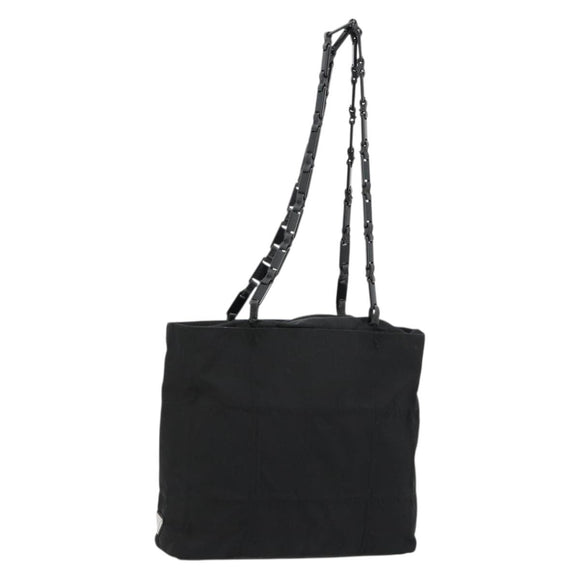 PRADA Chain Shoulder Bag Nylon Black Silver Auth 179294