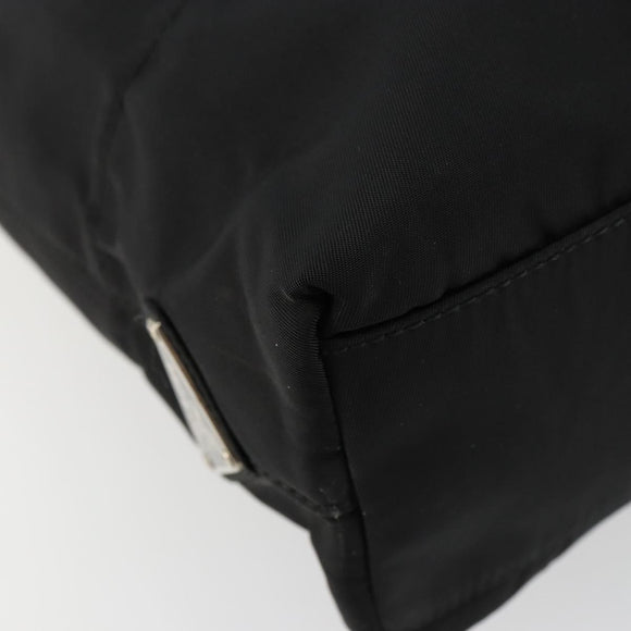 PRADA Chain Shoulder Bag Nylon Black Silver Auth 179294