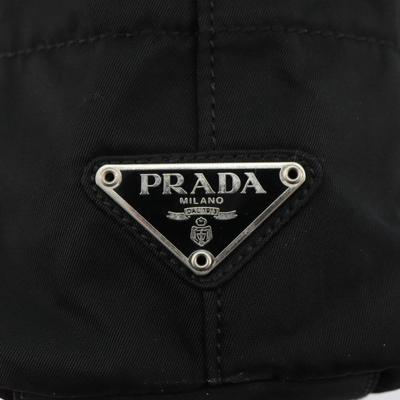 PRADA Chain Shoulder Bag Nylon Black Silver Auth 179294